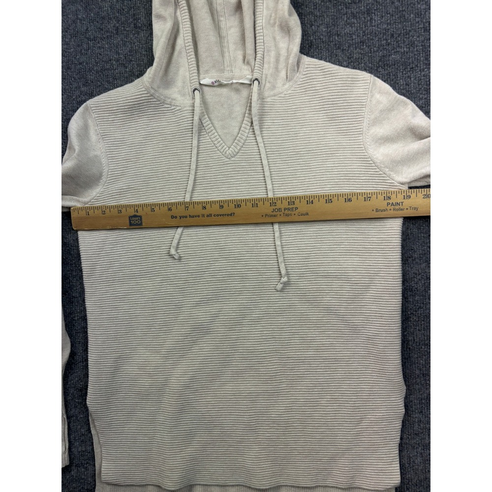 Athleta Hoodie Sweater Womens Small Beige Ribbed Knit V-Neck Pullover - Picture 5 of 7
